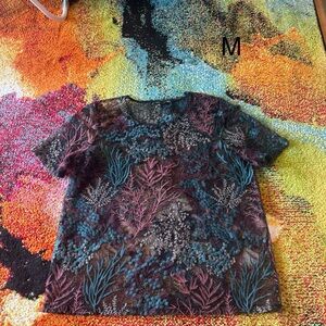 Zara Multicolor Embroidered Short Sleeve Top